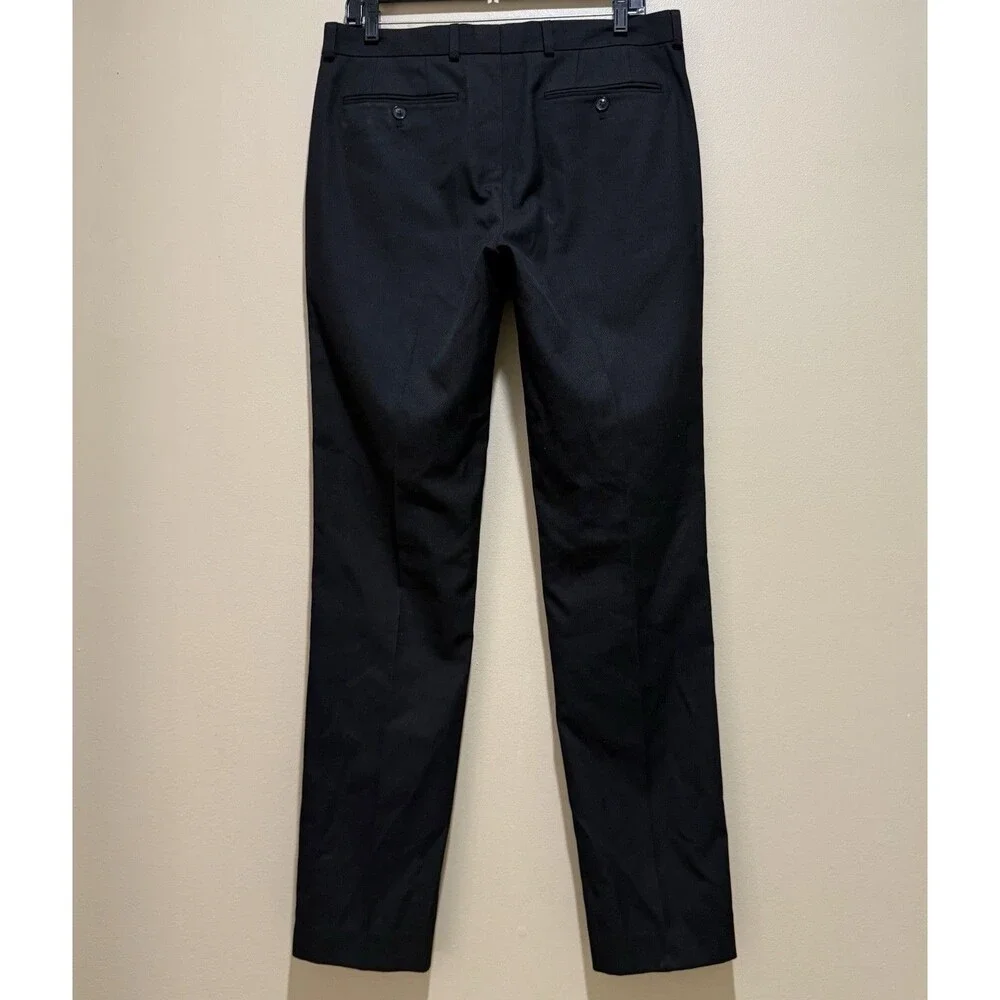 Topman Mens 32x32 Black Slim Fit Dress Pants Flat Front Formal Trousers Suitwear